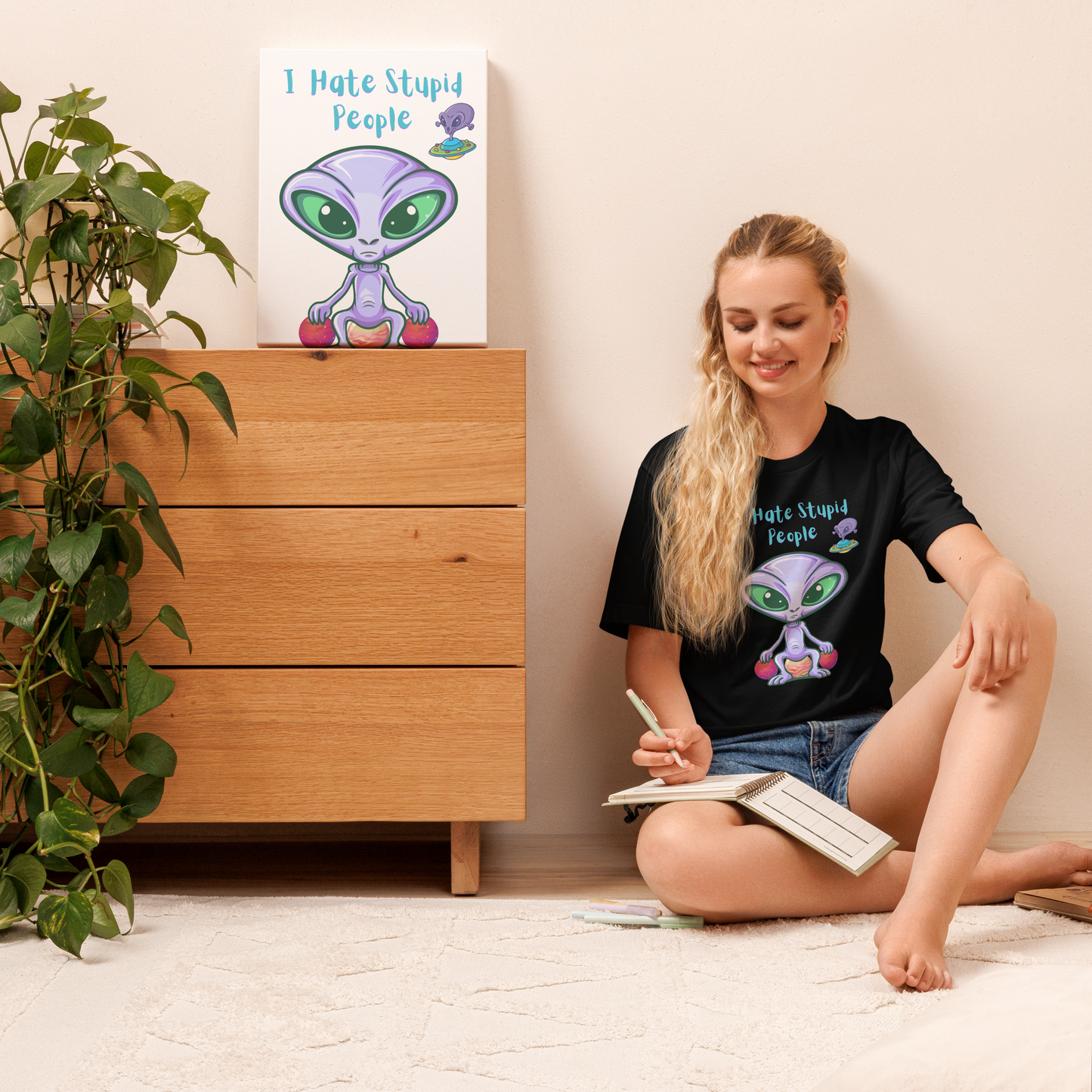 Unisex t-shirt Alien I hate stupid people