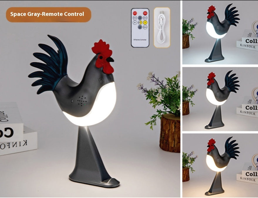 LED Rooster Night Light Touch With Sound Rechargeable Bedroom Bedside Lamp Dimmable Car Ambience Aroma Carrying Lamp Home Decor